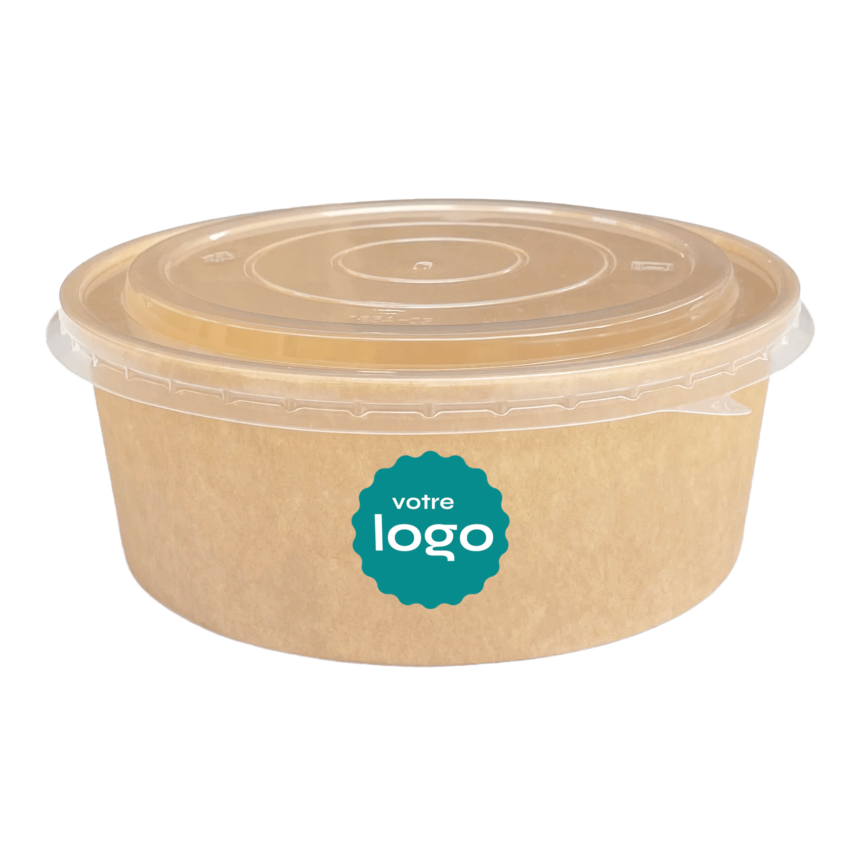 Bol kraft avec étiquette personnalisée / personnalisé en forme de rosette, badge scallop