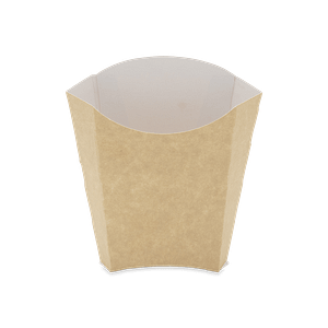 Cornet à frites en carton kraft bicolore petit modèle – emballage pratique et écologique pour snacks et food trucks