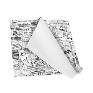 Feuille de papier alimentaire ingraissable 300x300 mm avec motif journal – emballage recyclable Ecopack Concept