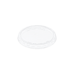 Couvercle rentrant en PET cristal transparent, spécialement conçu pour les pots TUSIPACK, assure une fermeture hermétique et sécurisée, pratique pour la conservation, le transport alimentaire et la vente à emporter.