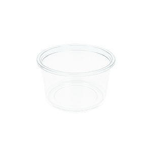 Pot TUSIPACK PET cristal 350 ml transparent, idéal pour desserts, sauces ou portions individuelles, emballage résistant et pratique pour la conservation et le transport alimentaire