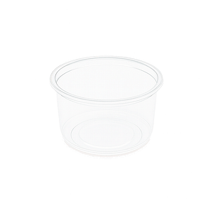 Pot alimentaire TUSIPACK en PET cristal 450 ml transparent, conçu pour salades individuelles, plats froids, desserts ou fruits frais, emballage robuste et recyclable, idéal pour la restauration rapide et la vente à emporter.