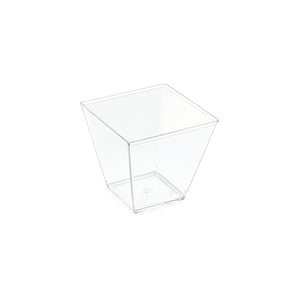 Verrine carrée transparente en polystyrène Crystal de 60 ml, idéale pour verrines apéritives, desserts ou buffets