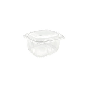 Boîte en plastique transparent avec couvercle à charnière, capacité 250ml, fabriquée en polypropylène (PP), idéale pour conserver aliments et préparer des portions