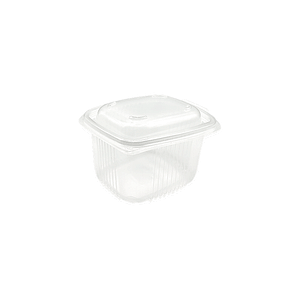 Boîte en plastique transparent avec couvercle à charnière, capacité 375ml, fabriquée en polypropylène (PP), idéale pour stocker aliments et portions individuelles