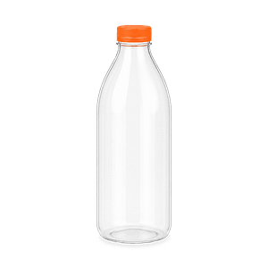 Bouteille PET cristal bouchon orange 100cl