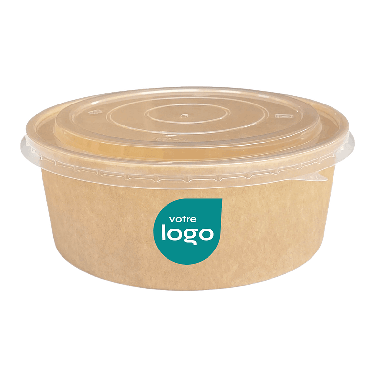 Bol kraft avec étiquette personnalisée / personnalisé en forme de goutte