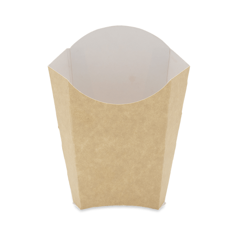 Cornet à frites en carton kraft bicolore grand modèle – emballage pratique et écologique pour snacks et food trucks