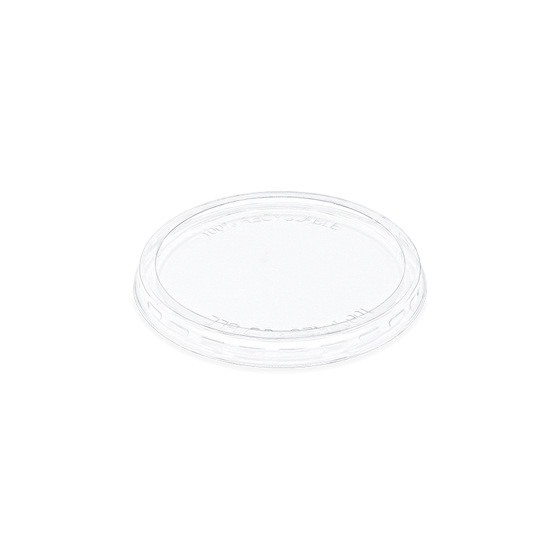 Couvercle rentrant en PET cristal transparent, spécialement conçu pour les pots TUSIPACK, assure une fermeture hermétique et sécurisée, pratique pour la conservation, le transport alimentaire et la vente à emporter.