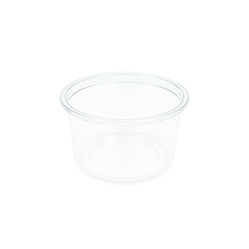 Pot TUSIPACK PET cristal 350 ml transparent, idéal pour desserts, sauces ou portions individuelles, emballage résistant et pratique pour la conservation et le transport alimentaire