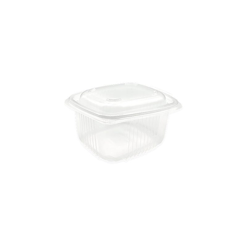 Boîte en plastique transparent avec couvercle à charnière, capacité 250ml, fabriquée en polypropylène (PP), idéale pour conserver aliments et préparer des portions